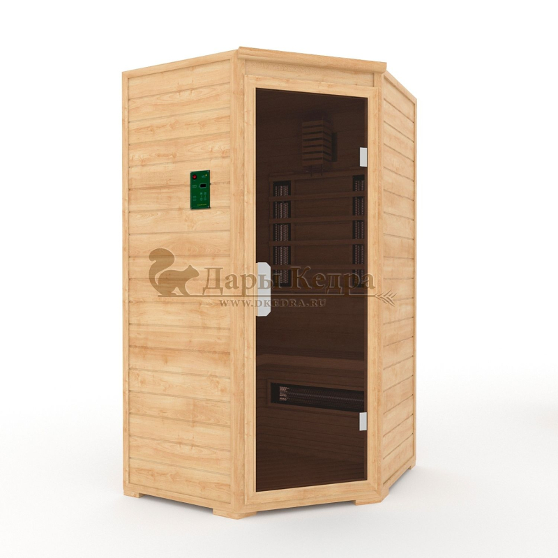Двухместная угловая инфракрасная сауна кабина из кедра и липы с керамическими излучателями